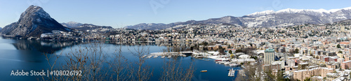 Fototapeta Naklejka Na Ścianę i Meble -  View to the bay of Lugano on Switzerland