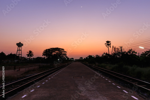 Train station in sunset