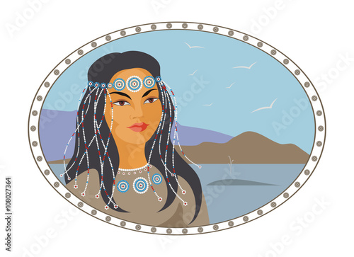 face of the Chukchi girl against the cold sea
