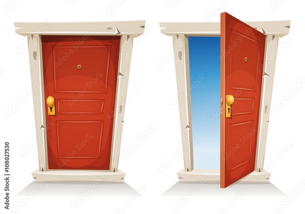 Naklejka premium Red Door Open And Closed