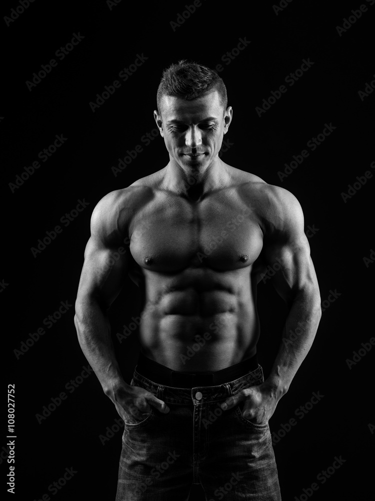 Muscular male posing