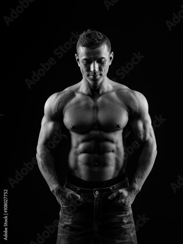 Muscular male posing