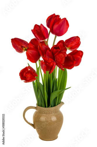 Beautiful bouquet of red  tulips