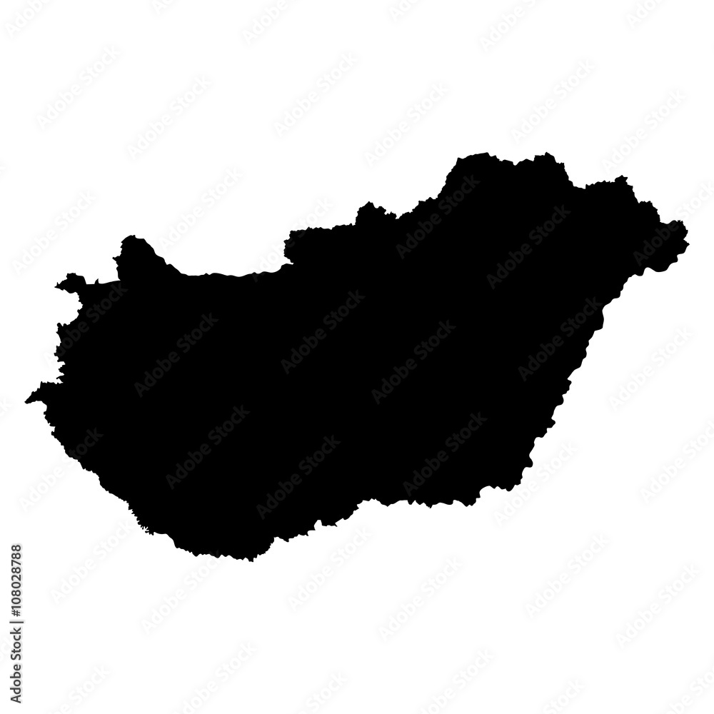 Hungary black map on white background vector