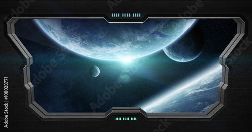 Fototapeta Naklejka Na Ścianę i Meble -  View of outer space from inside a space station