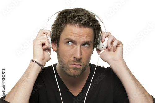 man wearing headphone