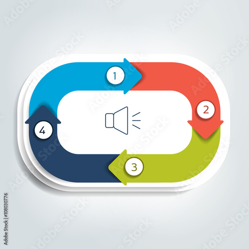 Square, ellipse, circle, divided in four parts arrows. Template, scheme, diagram, chart, graph, presentation. Business concept with 4 steps, options, processes.