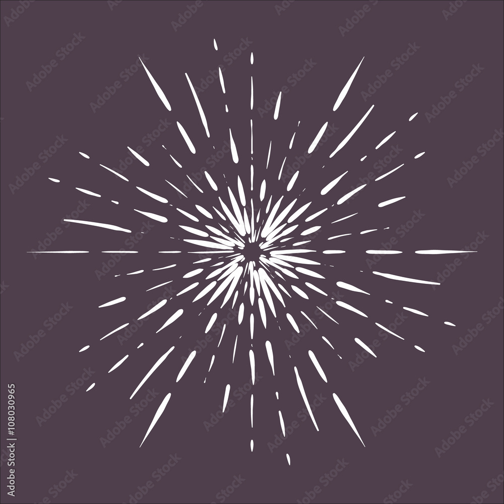 Fototapeta premium Hand Drawn Vector vintage bursting rays - design elements for your design. Great for retro style projects