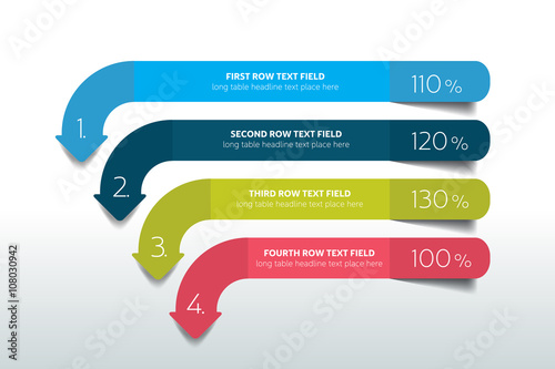 Table, schedule design template with 4 row. Vector banner.