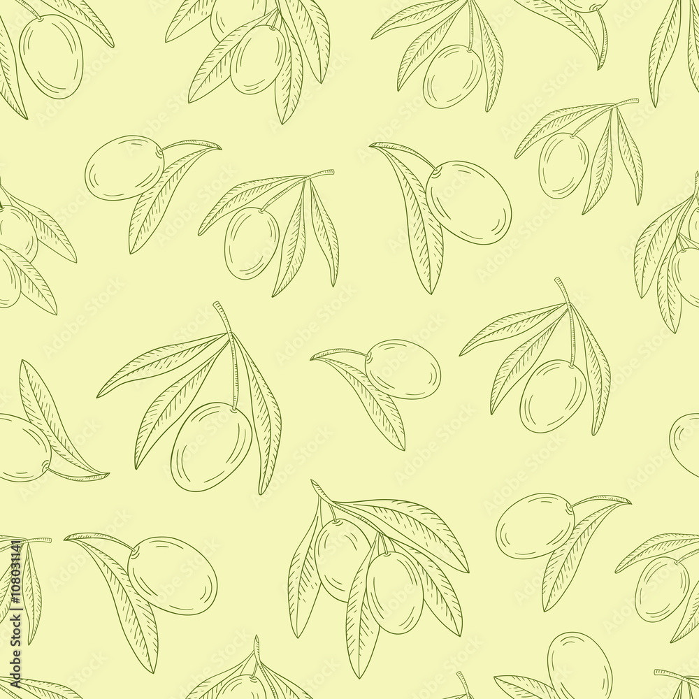 Pattern with branches of the olive tree. Pattern with branches of the olive tree.