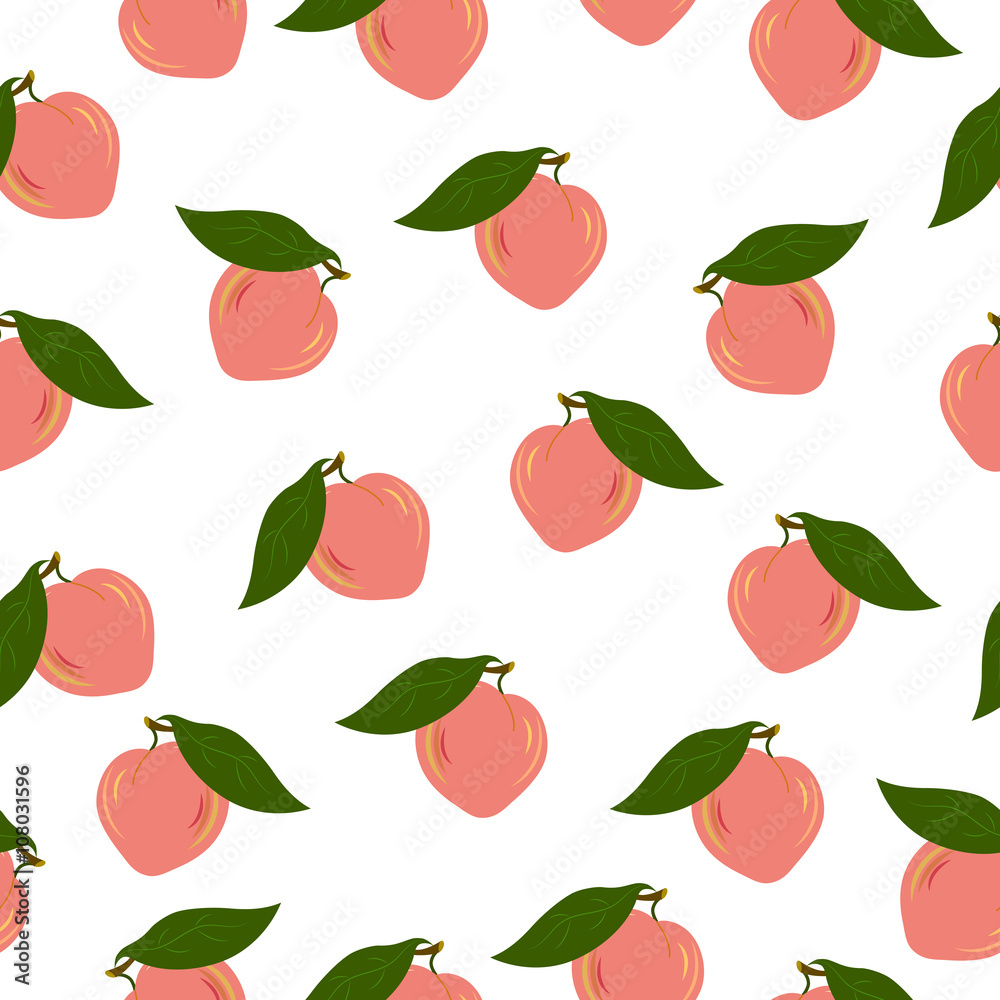 Obraz premium vector seamless pattern peaches