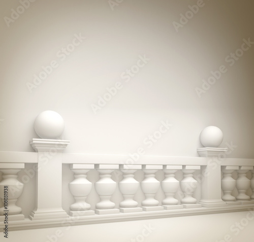 White background with balustrade