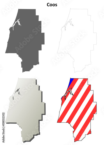 Coos County, Oregon outline map set