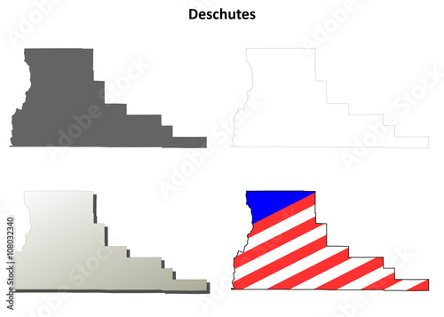 Deschutes County, Oregon outline map set photo