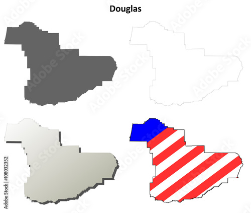 Douglas County, Oregon outline map set photo