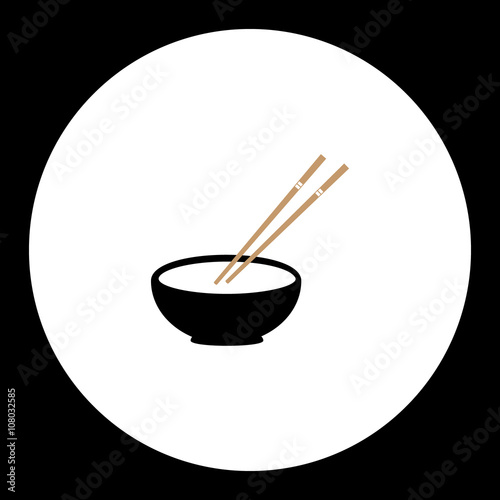 japan bowl with two wooden chopsticks set eps10