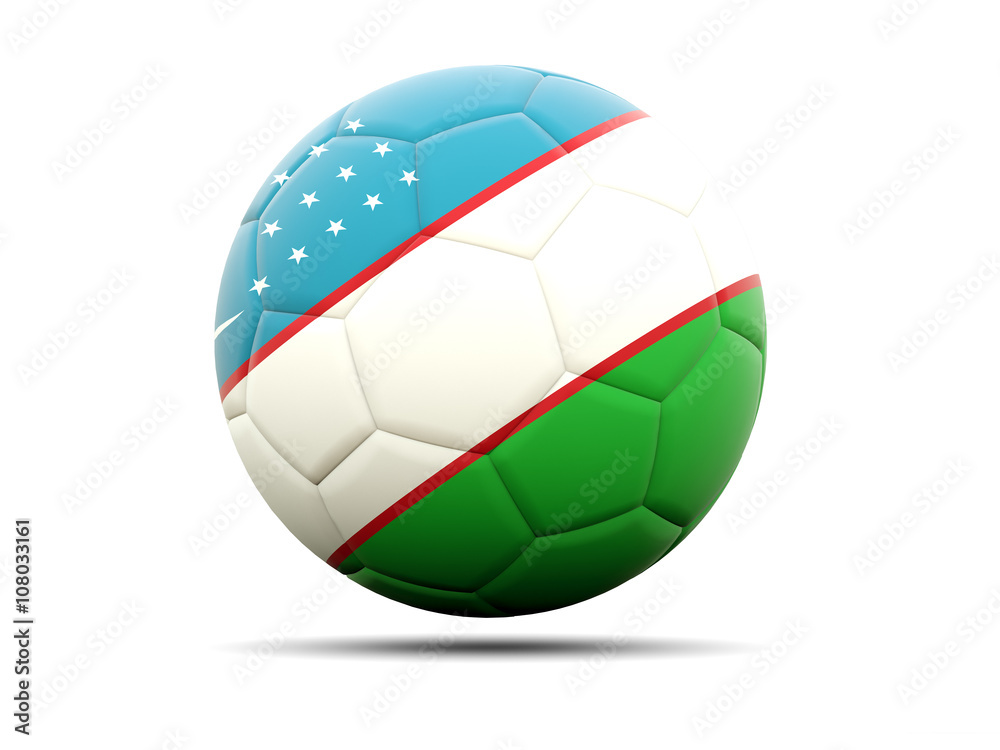 Football with flag of uzbekistan