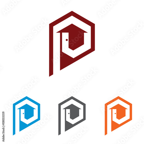 P Abstract House Pin Simple Logo Icon