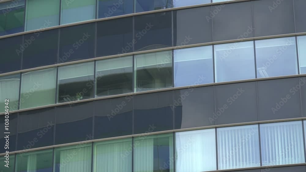 office building windows, exterior view, panning office building windows, exterior view, panning