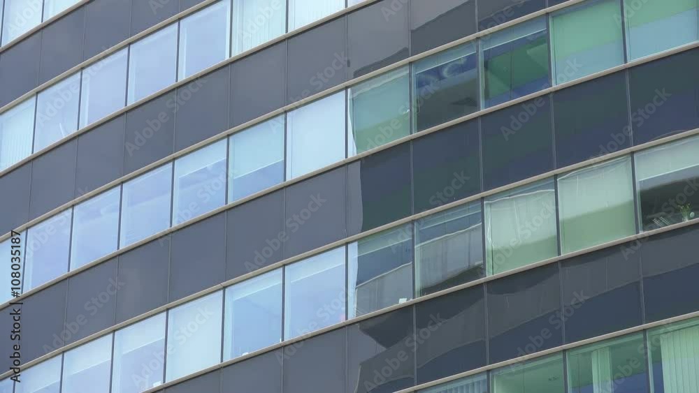 office building windows, exterior view, panning office building windows, exterior view, panning