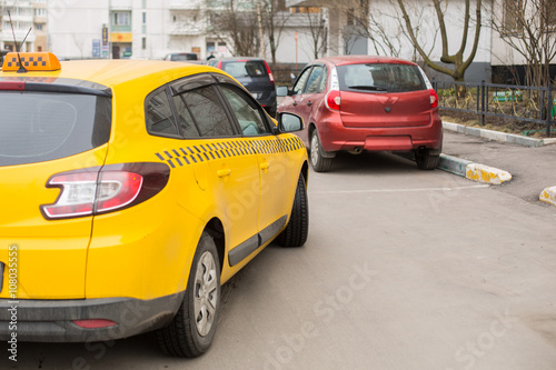 Yellow modern taxi