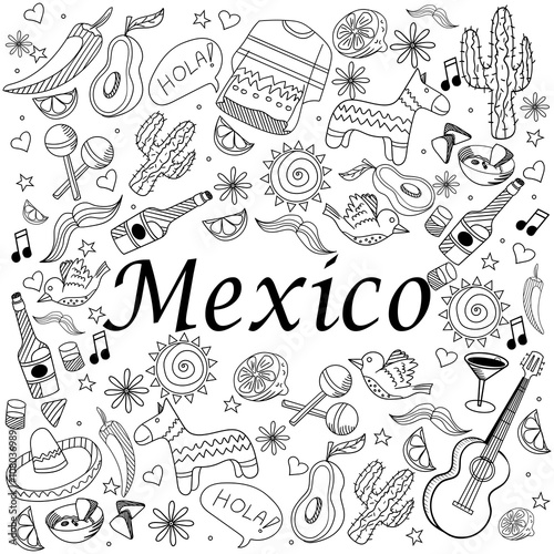 Mexico coloring book vector illustration