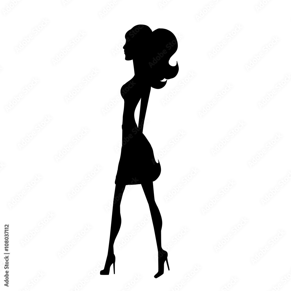 Vector silhouette of woman.