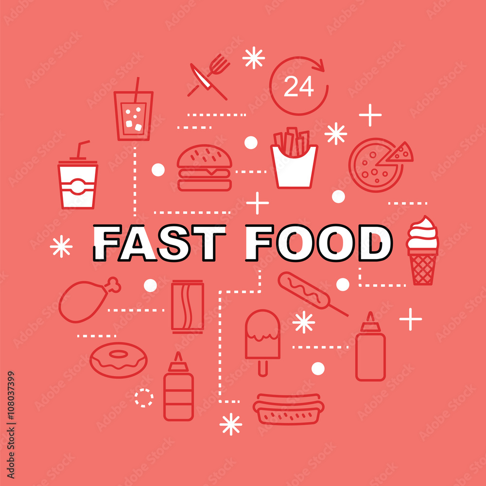 fast food minimal outline icons fast food minimal outline icons