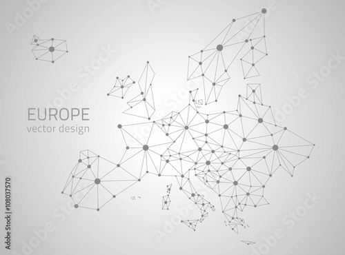 Fotografie, Obraz Europe grey vector polygonal map