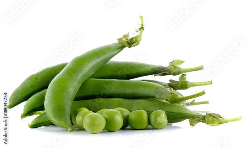 Peas on white backrround