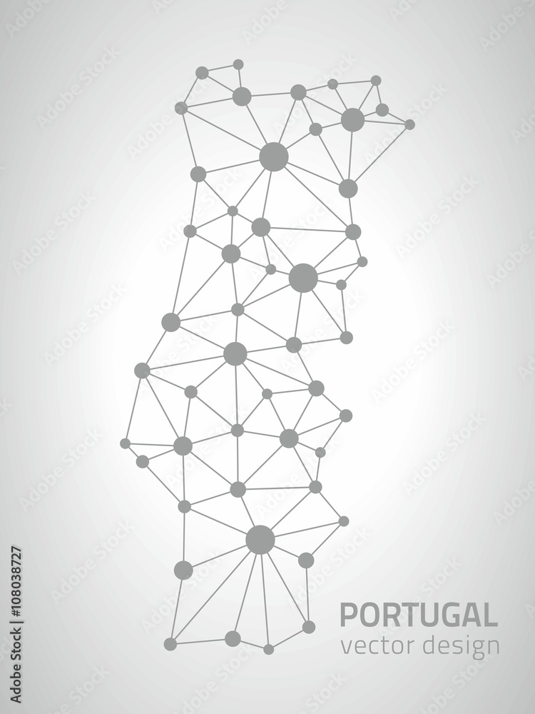 Portugal grey vector outline spot map