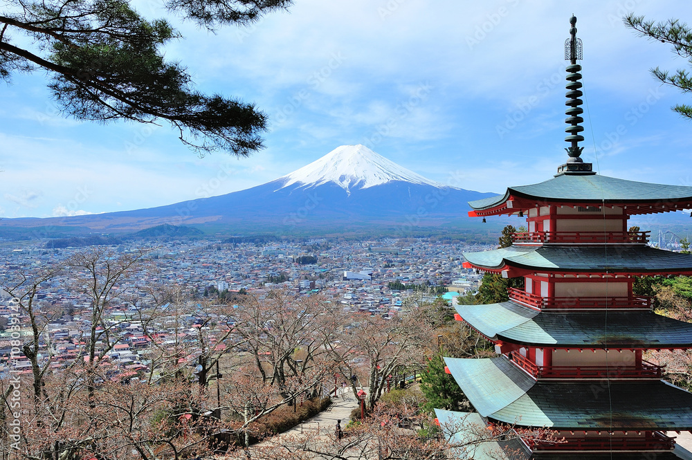 Mountain Fuji with pagoda