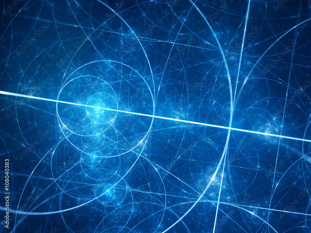 Blue glowing fibonacci circles in space