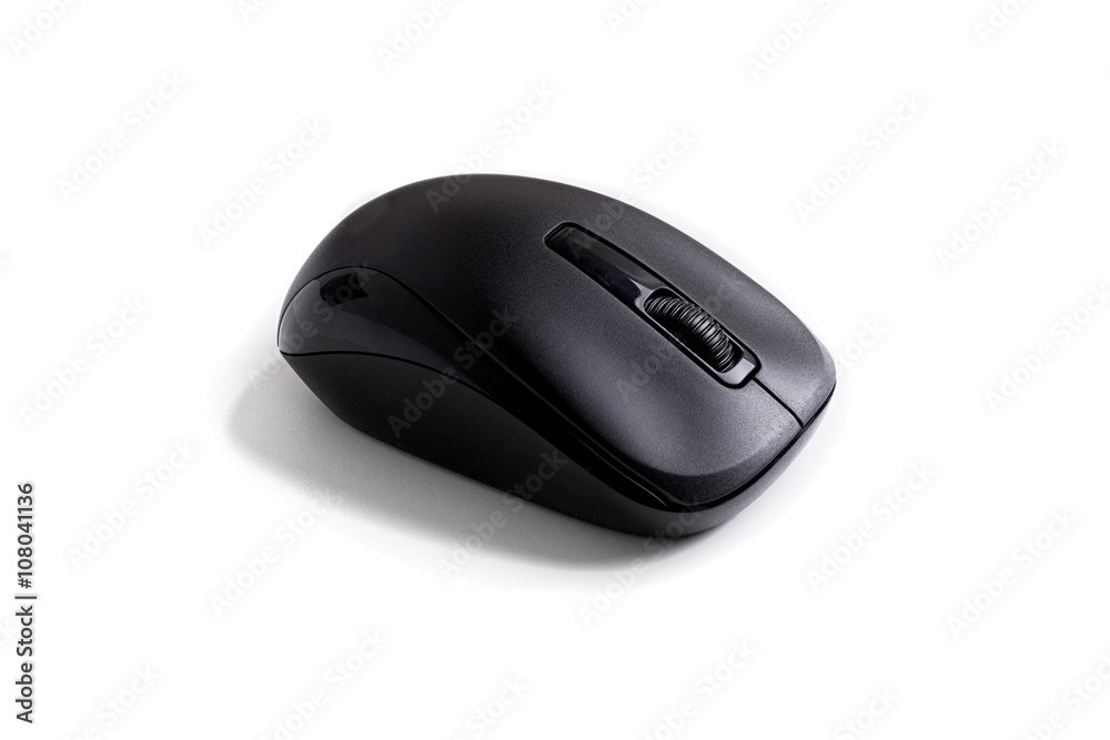 black wireless computer mouse isolated on a white background black wireless computer mouse isolated on a white background
