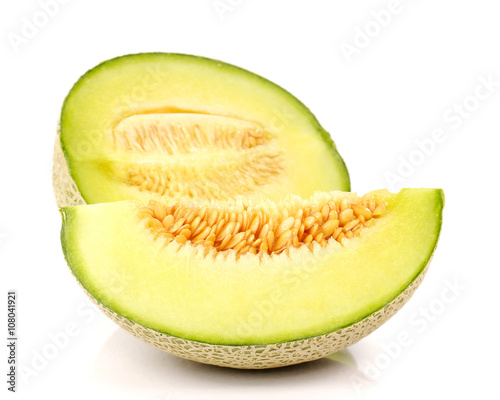 Melon , Melon slices on white background.