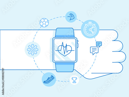 Vector illustration in trendy linear style and blue colors