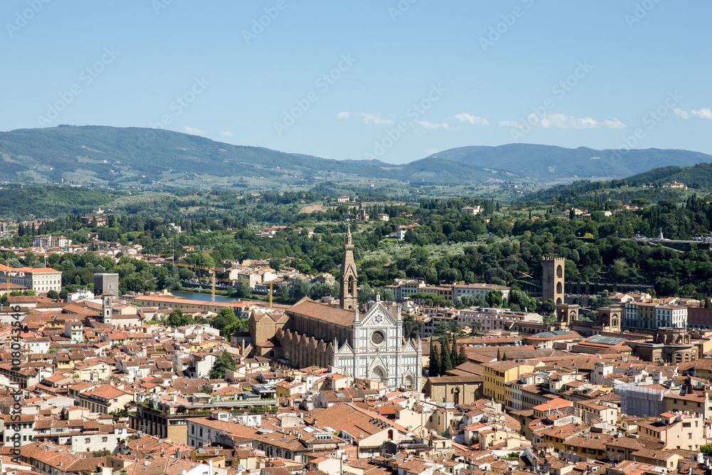 Florence, Italy Cityscape with Santa Croce Church
