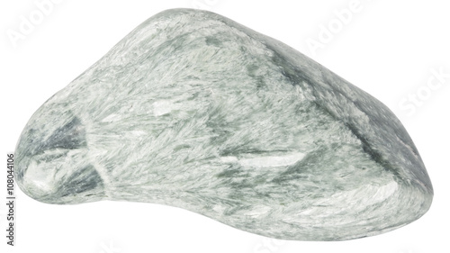 Clinochlore, clinkstone, pebble macro isolated on white