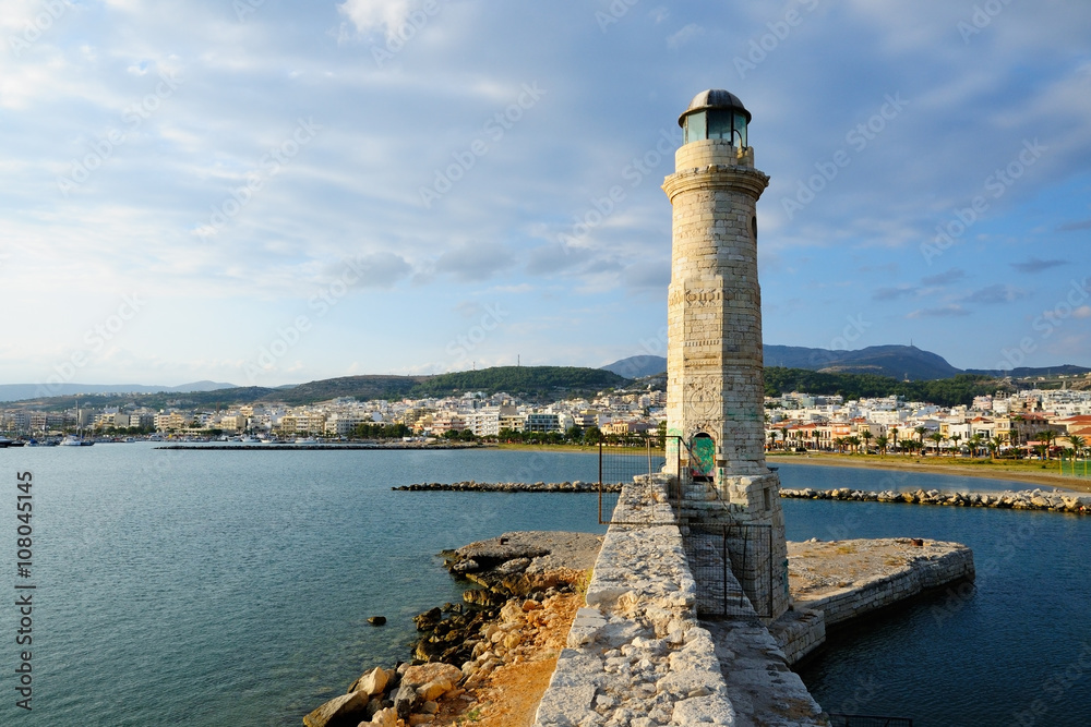 Old lighthouse in city of Rethymno, Crete, Greece