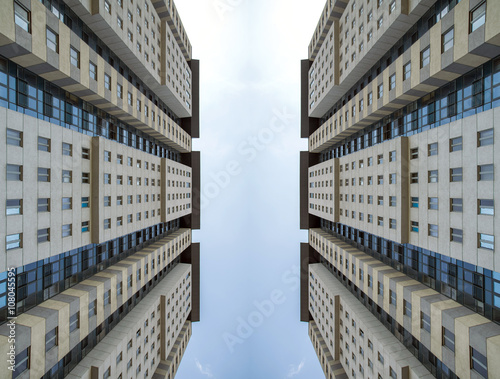 Bottom view on skyscraper