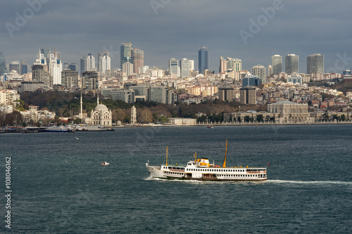 One of the most glamorous palaces in the world Dolmabahce Palace Istanbul. View from Bosporus. © neupokoev