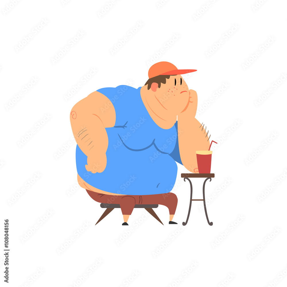 Fat Guy Sitting at The Coffee Table Fat Guy Sitting at The Coffee Table