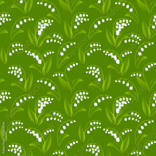 Seamless spring pattern with lilies of the valley
