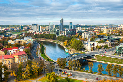Aerial view of Vilnius, Lithuania in autumn