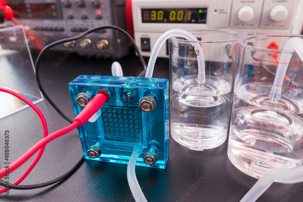 Hydrogen fuel cell, A fuel cell is a device that converts the ch Stock ...