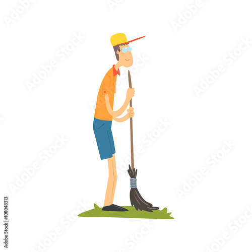 Guy In Glasses Sweeping
