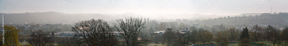 Panorama of foggy morning