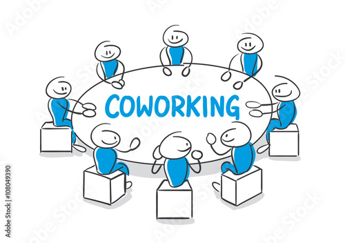 Stick Figure Series Blue / Coworking