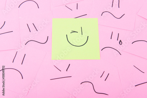 Yellow post it with happy face