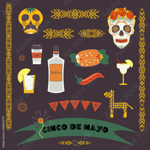 Cinco de Mayo (fifth of May Day). Vector illustration